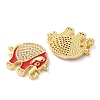 Rack Plating Brass Micro Pave Clear Cubic Zirconia Connector Charms KK-C084-02G-3
