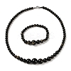 Natural Golden Sheen Obsidian Round Beads Bracelets & Necklaces Sets SJEW-L132-20-1