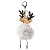 Imitation Rex Rabbit Fur & PU Leather Christmas Reindeer Pendant Keychain LS-KEYC-K018-03KCG-01-2
