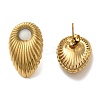 Ion Plating(IP) 304 Stainless Steel Textured Teardrop Stud Earrings EJEW-C114-20G-1