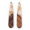 Transparent Resin & Walnut Wood Pendants RESI-N039-69A-3