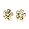 Flower Brass Micro Pave Cubic Zirconia Stud Earrings EJEW-F373-03G-1