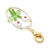 6Pcs Oval with Flower Glass Seed Bead & Lampwork & Alloy Pendant Decoraitons HJEW-MZ00351-6