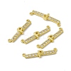 Rack Plating Brass Micro Pave Clear Cubic Zirconia Connector Charms KK-C007-37G-P-1