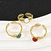 316 Stainless Steel with Natural Mixed Gemstone Cuff Rings RJEW-Z098-01G-04-2