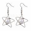 Star Copper Wire Wrapped Acrylic Dangle Earrings EJEW-JE05774-1