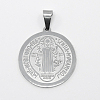 Non-Tarnish Trendy Necklace Findings Flat Round with San Benito 304 Stainless Steel Pendants STAS-L012-A07P-1