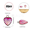 CHGCRAFT 60Pcs 15 Colors Scaled Heart Resin Pendants CRES-CA0001-20-2