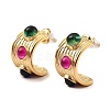 Real 18K Gold Plated 304 Stainless Steel Arch Stud Earrings with Resin Beaded EJEW-G358-01G-03-1