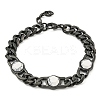 304 Stainless Steel & Natural Howlite Polygon Link Bracelets for Women BJEW-G717-16B-01-1
