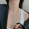 Lock 304 Stainless Steel Pendant Cable Pendant Necklaces FS-WGE7469-02-2
