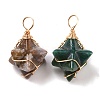 Natural & Synthetic Mixed Gemstone Copper Wire Wrapped Pendants G-B041-02G-3