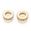 Brass Micro Pave Clear Cubic Zirconia European Beads KK-N275-09G-2
