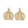 Brass Micro Pave Clear Cubic Zirconia Pendants ZIRC-F135-23G-2