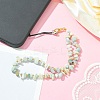 Natural Flower Amazonite Chip & CCB Plastic Round Beaded Mobile Straps HJEW-FZ00003-2