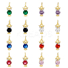 16PCS 8Colors Brass Micro Pave Cubic Zirconia Charms KK-DC0003-74-1