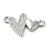 Brass Micro Pave Clear Cubic Zirconia Connector Charms KK-G503-33P-1