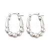 Non-Tarnish Oval Bubble 304 Stainless Steel Hoop Earring for Women EJEW-C067-01P-1