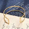 Ion Plating(IP) 304 Stainless Steel Hollow Open Cuff Bangles for Women LS-BJEW-S155-04G-5