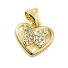 Rack Plating Brass Micro Pave Clear Cubic Zirconia Charms KK-Q784-07G-1