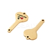 Ion Plating(IP) 304 Stainless Steel Black & FireBrick Enamel Female I Love You Key Connector Charms STAS-Z078-18G-2
