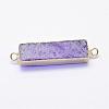 Electroplated Natural Druzy Agate Links/Connectors G-G656-02-4