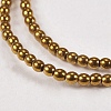 Golden Plated Electroplate Non-Magnetic Synthetic Hematite Round Beads Strands X-G-J169A-2mm-04-3
