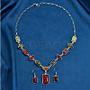 Rectangle Horse Eye Alloy & Resin Pendant Necklaces & Dangle Earrings Sets FS-WGE4E7B-01-4