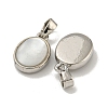 Rack Plating Brass Pave Natural White Shell Oval Charms KK-U025-07P-01-2