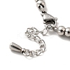 304 Stainless Steel Cross Charm Bracelet with 201 Stainless Steel Round Beads for Women BJEW-B057-24P-4
