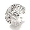 Rack Plating Brass Micro Pave Cubic Zirconia Open Cuff Rings for Women RJEW-I104-16P-1