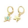 Star & Moon Real 18K Gold Plated Brass Dangle Leverback Earrings EJEW-L268-032G-04-2
