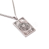 304 Stainless Steel Curb Chain Rectangle with Constellation Pendant Necklaces PW-WG0F5D0-13-1