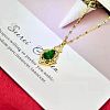 Alloy Crystal Rhonestone and Green Glass Teardrop Pendants Necklaces for Women FS-WG0BC64-01-2