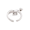 Clear Cubic Zirconia Asterism Open Cuff Ring RJEW-B028-10P-3