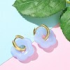 Brass Resin Flower Hoop Earrings for Women EJEW-U038-01G-06-2