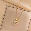 Heart 304 Stainless Steel Micro Pave Cubic Zirconia Pendant Necklaces for Women NJEW-D288-05G-1