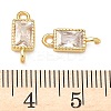 Brass Pave Cubic Zirconia Rectangle Connector Charms KK-P348-10G-03-3