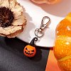Halloween Theme Wood & Alloy Pumpkin Pendant Decoration HJEW-JM01979-2