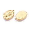 304 Stainless Steel Oval with Sea House Pendants STAS-T069-47G-2