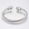 Tarnish Resistant 304 Stainless Steel Cuff Bangles Torque Bangles BJEW-H570-28P-1