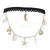 304 Stainless Steel Starfish & Shell & Dolphin Tassel Thigh Leg Chains AJEW-AN00654-5