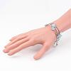 Three Loops Natural Aquamarine Beaded Wrap Bracelets BJEW-JB02331-02-3