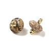 Natural Picture Jasper Rondelle Charms with Rack Plating Brass Loops G-G110-05B-11-2