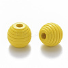 Painted Natural Wood Beehive European Beads WOOD-Q040-019A-A03-2