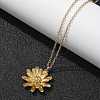 304 Stainless Steel Sunflower Pendant Cable Chain Necklaces for Women NJEW-R011-02G-2