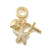 Brass Micro Pave Clear Cubic Zirconia European Dangle Charms KK-D431-033E-G-1