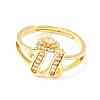 Clear Cubic Zirconia Initial Letter with Crown Adjustable Ring RJEW-M139-17U-2