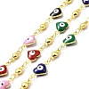 Handmade Eco-friendly Brass Enamel Heart with Evil Eye Link Chain CHC-I045-07G-1