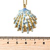 Summer Beach 304 Stainless Steel Light Sky Blue Enamel Pendant Necklaces for Women NJEW-U043-01B-G-5